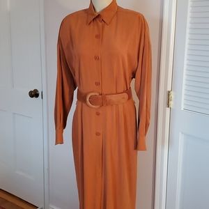Linda Allard silk dress with dyed to match belt.